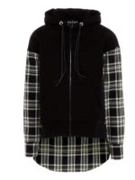 Felpa check nera e bianca con logo