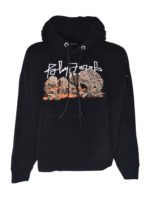 Felpa con stampa scheletro nera