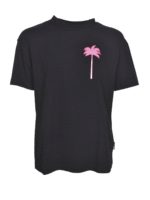 T-shirt Palm Tree nera e fucsia