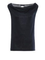 Blusa blu smanicata in lino