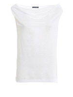 Blusa bianca smanicata in lino