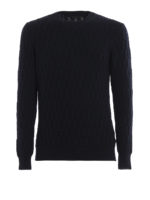 Maglione blu in lana con motivo a rombi