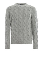Pullover girocollo in lana merino a trecce