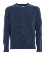 Pull girocollo in cashmere blu melange