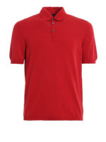 Polo rossa in cotone con bordi a costine