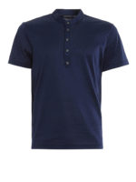 Polo Serafino in jersey di cotone blu