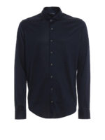 Camicia blu notte in jersey di cotone