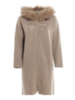 Cappotto in lana merino con pelliccia
