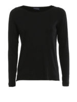 T-shirt nera a costine