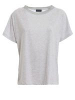 T-shirt con collo in lurex e maniche corte