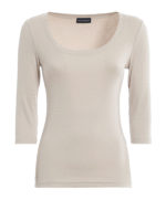 T-shirt a costine con scollo rotondo