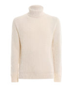 Dolcevita bianco in lana a coste inglesi