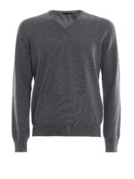 Maglia grigia a V in lana