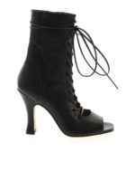 Stivaletti open toe neri con lacci