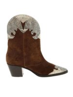 Texani marroni con inserti stampa rettile