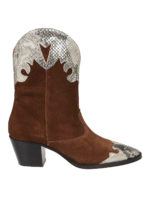 Stivali in suede con dettagli stampa rettile