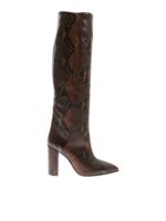 Stivali in pelle marrone effetto rettile