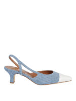 Slingback in pelle effetto denim