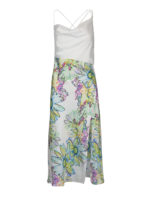 Abito a fiori in raso con gioiello