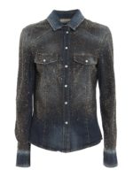 Camicia in denim tempestata di strass