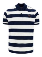 Polo in cotone a righe con patch logo