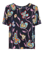 Blusa in raso con maniche corte