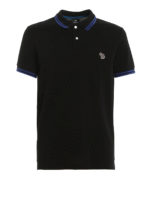 Polo in pique con patch multicolor