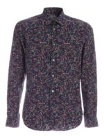 Camicia blu con stampa fiori multicolor