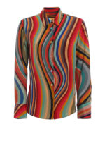 Camicia in seta a righe multicolore