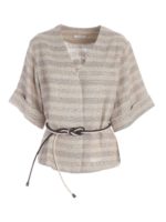 Giacca beige lame con cintura