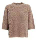 Pullover girocollo in lana merino e lurex