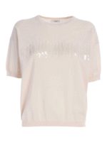 Maglia relaxed fit beige con paillettes
