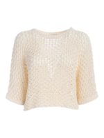 Maglia boxy avorio con micro paillettes