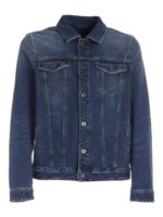 Giubbino in denim blu effetto logorato