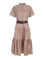 Abito midi marrone con arricciature