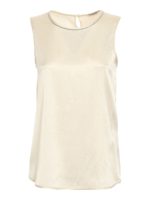 Top in seta girocollo con perline