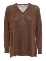 Maglione a coste con collo a V