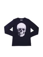 T-shirt nero con teschio e logo PP