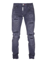 Jeans in denim neri effetto usurato