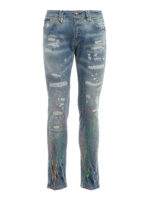 Jeans con dettagli pittura fluo