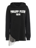 Felpa con frange in strass