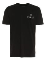 T-shirt con monogramma in pelle