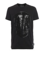 T-shirt Platinum Cut Round Neck Skull nera