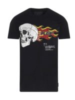 T-shirt Skull On Fire nera