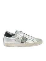 Sneakers Classic in pelle laminata argentata