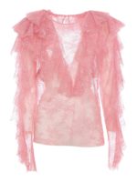 Blusa in tulle con pizzo floreale ricamato