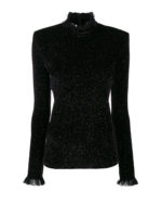 Blusa con strass e dettagli in pizzo