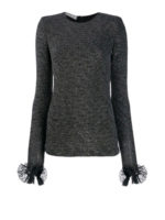 Blusa in misto lurex con dettagli in pizzo