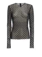 Blusa in pizzo geometrico con strass