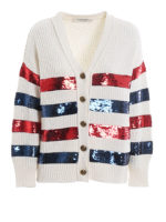 Cardigan con righe in paillettes